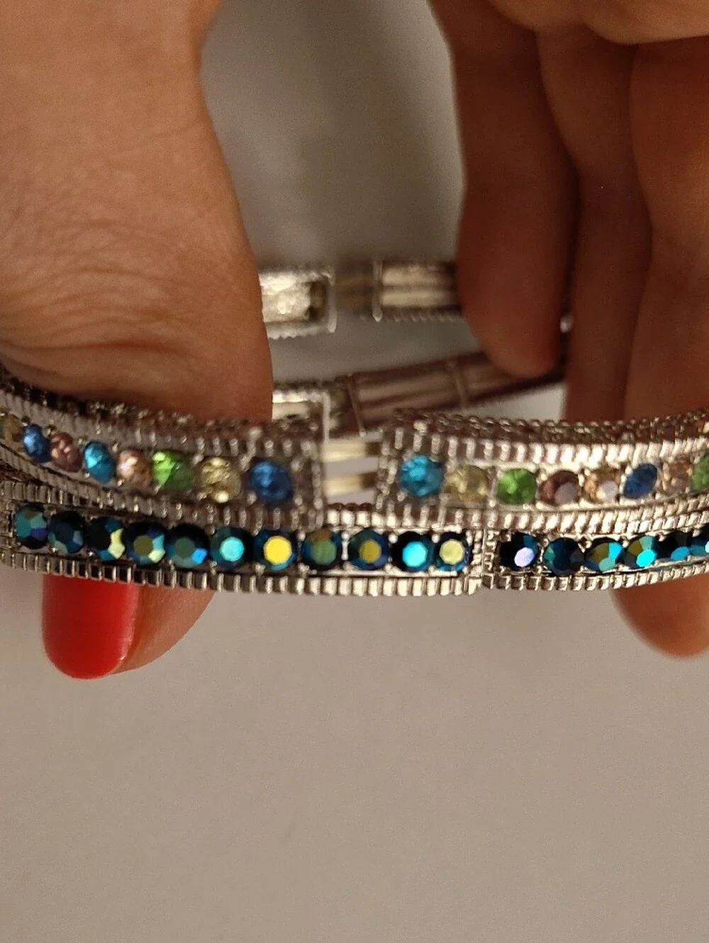 JTV Silver-Tone Multicolored Crystal Stretch Bracelet Set
